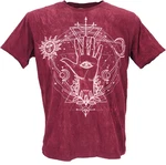 Guru-Shop T-Shirt Mirror Herren Yoga Shirt Dunkelrot/Bordeaux/Rosa/Lila/Rot Guru-Shop T-Shirt Mirror Herren Yoga Shirt Dunkelrot/Bordeaux/Rosa/Lila/Rot