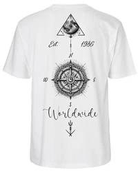 RMK T-Shirt Basic Rundhals Kompass Welt Weiß/Creme/Grau/Grün/Orange/Braun
