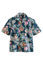 Kurzarmhemd Kurzarmhemd mit Blumenmuster (1-tlg)