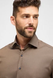 Eterna Langarmhemd MODERN FIT NON IRON Grau/Braun/Khaki/Beige