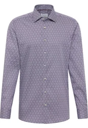 Eterna Langarmhemd MODERN FIT Dunkelblau/Lila/Fliederfarben