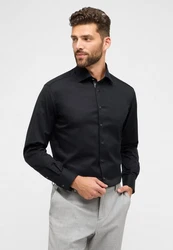 Eterna Langarmhemd MODERN FIT Schwarz/Dunkelblau