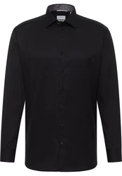 Eterna Langarmhemd MODERN FIT Schwarz/Dunkelblau