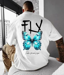 T-Shirt T-Shirt Herren Shirt Rundhals Schmetterling Butterfly aus Baumwolle