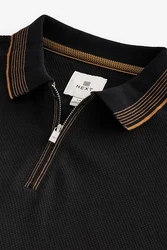 Next Poloshirt Strukturiertes Polo-Shirt Schwarz