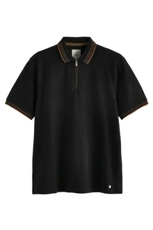 Next Poloshirt Strukturiertes Polo-Shirt Schwarz