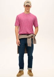 Superdry Rundhalsshirt OD SLUB MARL T SHIRT Rosa/Dunkelrot