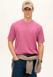 Superdry Rundhalsshirt OD SLUB MARL T SHIRT Rosa/Dunkelrot