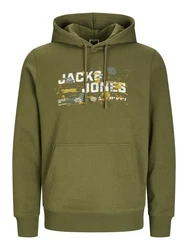 JACK & JONES Sweatshirt JCOOUTDOOR LOGO SWEAT HOOD SN Dunkelgrün