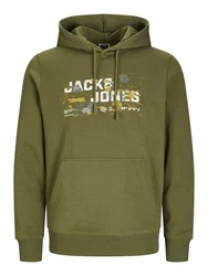 JACK & JONES Sweatshirt JCOOUTDOOR LOGO SWEAT HOOD SN Dunkelgrün