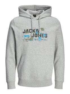 JACK & JONES Sweatshirt JCOOUTDOOR LOGO SWEAT HOOD SN Hellblau/Grau JACK & JONES Sweatshirt JCOOUTDOOR LOGO SWEAT HOOD SN Hellblau/Grau