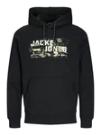 JACK & JONES Sweatshirt JCOOUTDOOR LOGO SWEAT HOOD SN oliv/orange/schwarz/wei