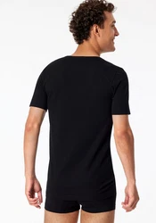 Schiesser V-Shirt tiefem V-Ausschnitt Schwarz/Dunkelgrau
