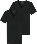 Schiesser V-Shirt tiefem V-Ausschnitt Schwarz/Dunkelgrau