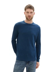 TOM TAILOR Strickpullover mit Rundhalsausschnitt Hellblau/Blau/Dunkelblau