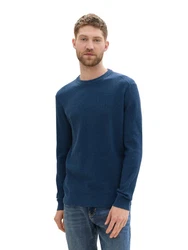 TOM TAILOR Strickpullover mit Rundhalsausschnitt Hellblau/Blau/Dunkelblau