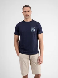 LERROS T-Shirt mit Print Dunkelblau/Blau