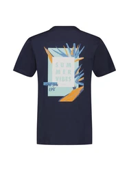 LERROS T-Shirt mit Print Dunkelblau/Blau