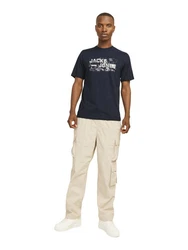 Jack & Jones T-Shirt JCOOUTDOOR LOGO navy/rauchblau/wei