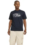 Jack & Jones T-Shirt JCOOUTDOOR LOGO navy/rauchblau/wei