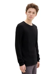 Strickpullover structured roll edge knit