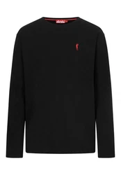 Derbe Langarmshirt Basic Kippes Herren Longsleeve Schwarz/Rot
