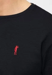 Derbe Langarmshirt Basic Kippes Herren Longsleeve Schwarz/Rot