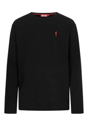 Derbe Langarmshirt Basic Kippes Herren Longsleeve Schwarz/Rot