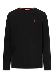 Derbe Langarmshirt Basic Kippes Herren Longsleeve Schwarz/Rot