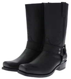 8833 Schwarz Bikerboots Rahmengenhte Unisex Bikerstiefel