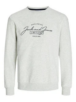 Jack & Jones Sweatshirt JJFERRIS SWEAT CREW NECK Grau/Dunkelgrün/Silber Jack & Jones Sweatshirt JJFERRIS SWEAT CREW NECK Grau/Dunkelgrün/Silber