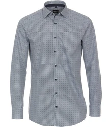 VENTI Businesshemd extra langer Arm Print Grau/Blau/Dunkelblau