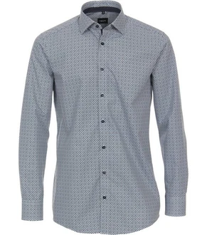 VENTI Businesshemd extra langer Arm Print Grau/Blau/Dunkelblau