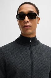 BOSS Strickjacke H-Eltorno Dunkelgrau/Grau/Dunkelblau