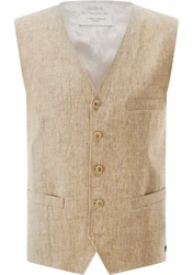 Carl Gross Anzugweste Khaki/Beige/Braun/Weiß