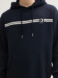 TOM TAILOR Denim Sweatshirt Hoodie mit Print Dunkelblau