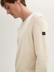 TOM TAILOR Strickpullover mit Rundhalsausschnitt Mlange-Optik Mélange