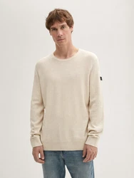 TOM TAILOR Strickpullover mit Rundhalsausschnitt Mlange-Optik Mélange