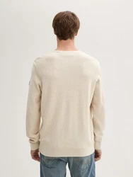 TOM TAILOR Strickpullover mit Rundhalsausschnitt Mlange-Optik Mélange