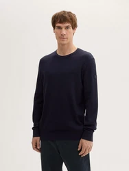 TOM TAILOR Strickpullover mit Rundhalsausschnitt Mlange-Optik Mélange