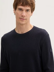 TOM TAILOR Strickpullover mit Rundhalsausschnitt Mlange-Optik Mélange