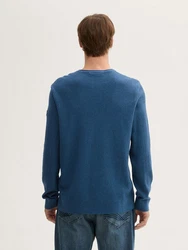 TOM TAILOR Strickpullover mit Rundhalsausschnitt Mlange-Optik petrol