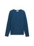 TOM TAILOR Strickpullover mit Rundhalsausschnitt Mlange-Optik petrol