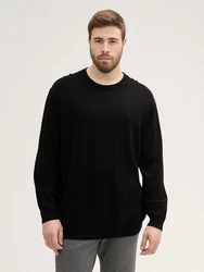 TOM TAILOR Strickpullover Men Plus mit Logo Stickerei Schwarz/Rot