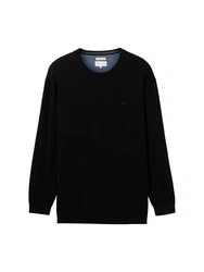 TOM TAILOR Strickpullover Men Plus mit Logo Stickerei Schwarz/Rot