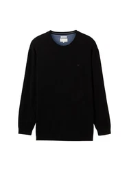 TOM TAILOR Strickpullover Men Plus mit Logo Stickerei Schwarz/Rot