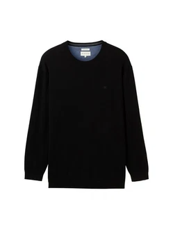 TOM TAILOR Strickpullover Men Plus mit Logo Stickerei Schwarz/Rot