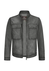 Milestone Lederjacke MSTizian Dunkelgrau/Grau/Hellgrau