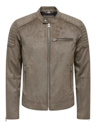 Lederimitatjacke - Kunstlederjacke - Lederjacke klassische Velourslederjacke