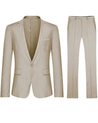 Allthemen Anzug Herrenanzug Slim Fit Businessanzug (2 tlg, Sakko & Hose) Khaki/Beige
